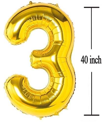 40 Inch Solid  3 Number Gold Foil Balloon - Image 2