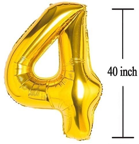 40 Inch Solid  4 Number Gold Foil Balloon - Image 2