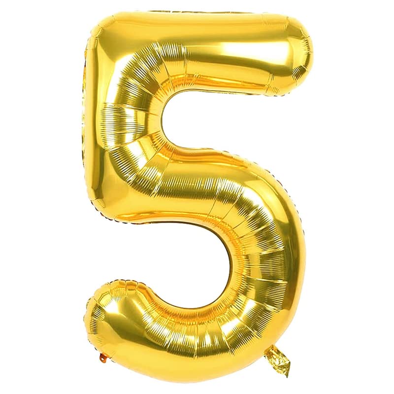 40 Inch Solid  5 Number Gold Foil Balloon