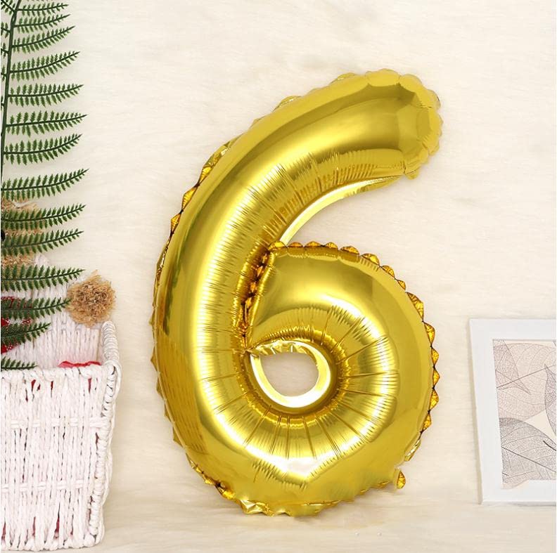 40 Inch Solid  6 Number Gold Foil Balloon
