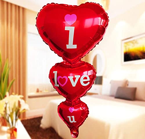 40 Inch Tall Red Heart Shape I Love You Foil Balloon (Pack of 3)