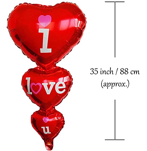40 Inch Tall Red Heart Shape I Love You Foil Balloon (Pack of 3) - Image 2