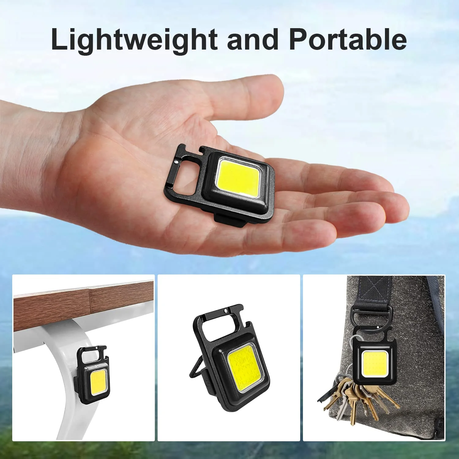 Rechargeable Keychain Mini Flashlight with 4 Light Modes,Ultralight Portable Pocket Light with Folding Bracket Bottle Opener and Magnet Base for Camping Walking - Image 10