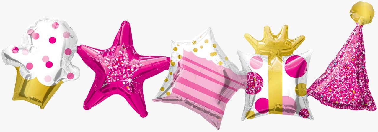 41 Inch Pink Birthday Garland Air Fill Giant Foil Balloon