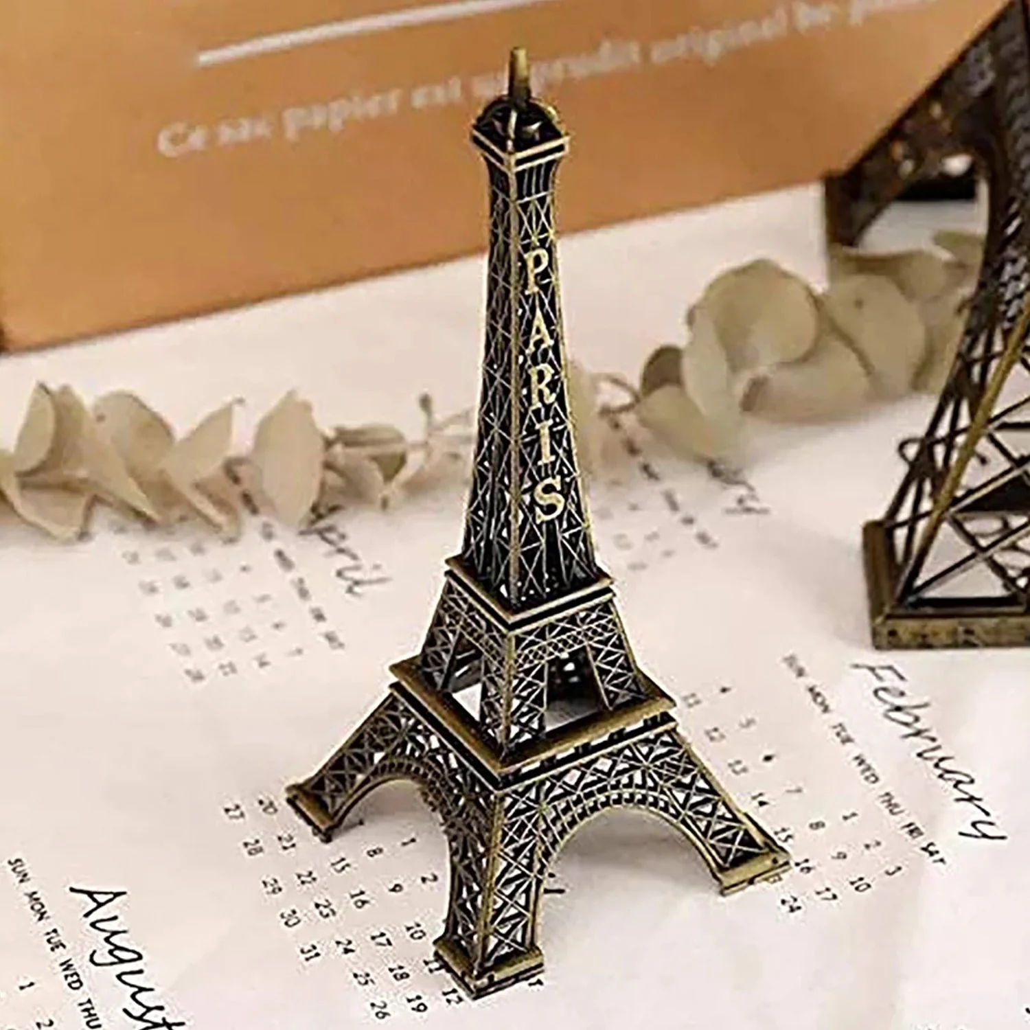 4733 Antique Finish 3D Metal Paris Eiffel Tower Metal Craft Famous Landmark Building Metal Statue, Cabinet, Office, Gifts Decorative Showpiece. - Image 6