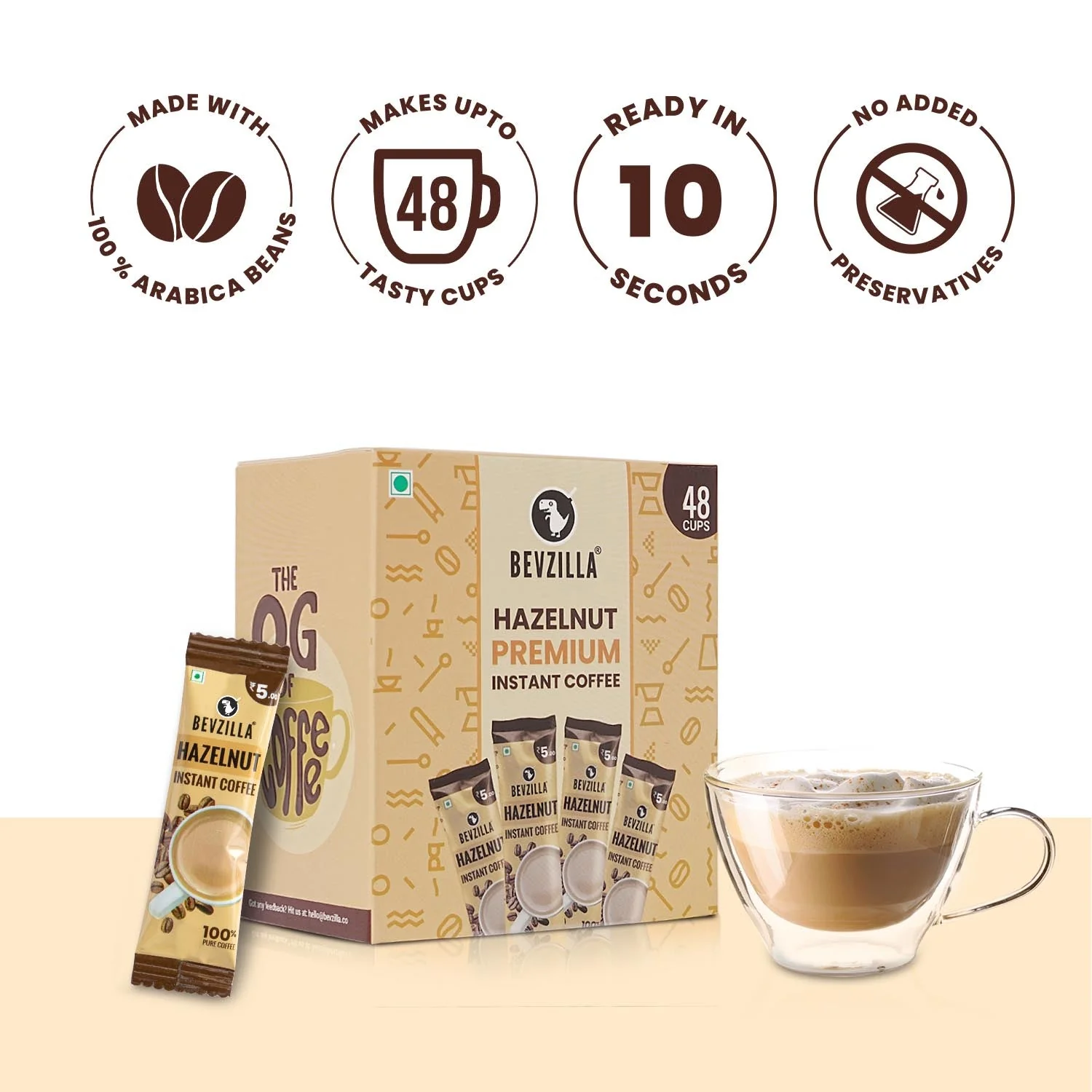 48 Hazelnut Coffee Sachets Box - Image 2