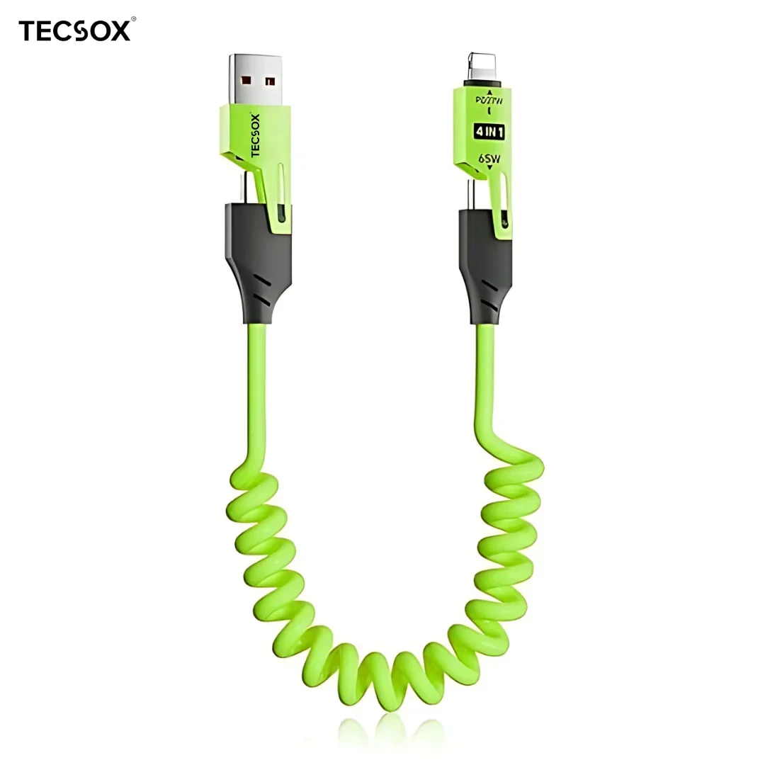 4in1 Coil Fast Charging Type C Cable with Spring | 480Mbps Data Transfer