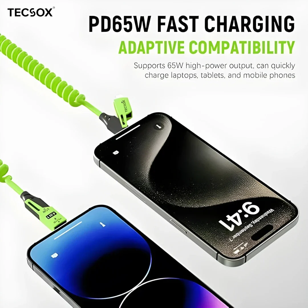 4in1 Coil Fast Charging Type C Cable with Spring | 480Mbps Data Transfer - Image 6