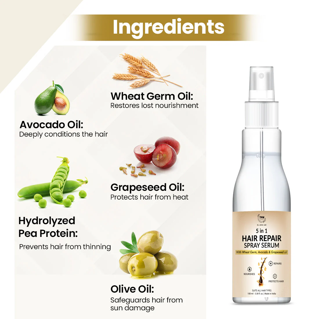 5-in-1 Hair Repair Spray Serum for Frizz-Free & Manageable Hair @ 1 (Exclusive) - Image 2