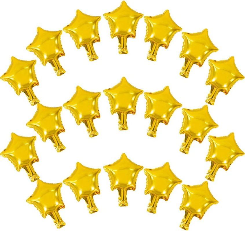 5 Inch Mini Size Star Shape Foil Balloon (Golden) (Pack of 50) - Image 6