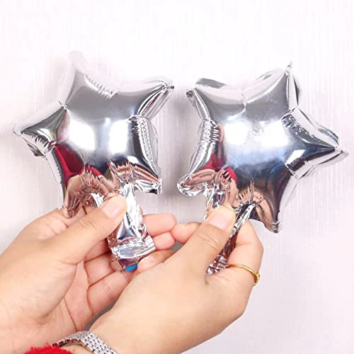 5 Inch Mini Size Star Shape Foil Balloon (Silver) (Pack of 50) - Image 2