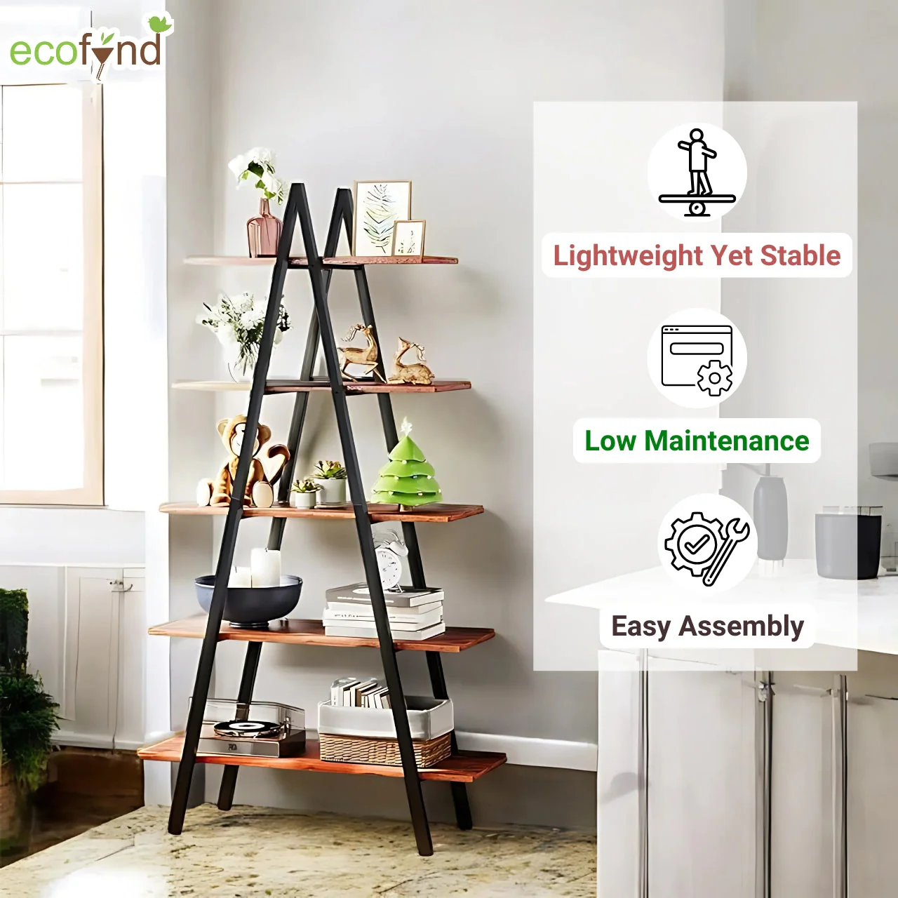 5-Tier A-Shaped Multipurpose Stand – Modern Wooden & Metal Organizer - Image 4