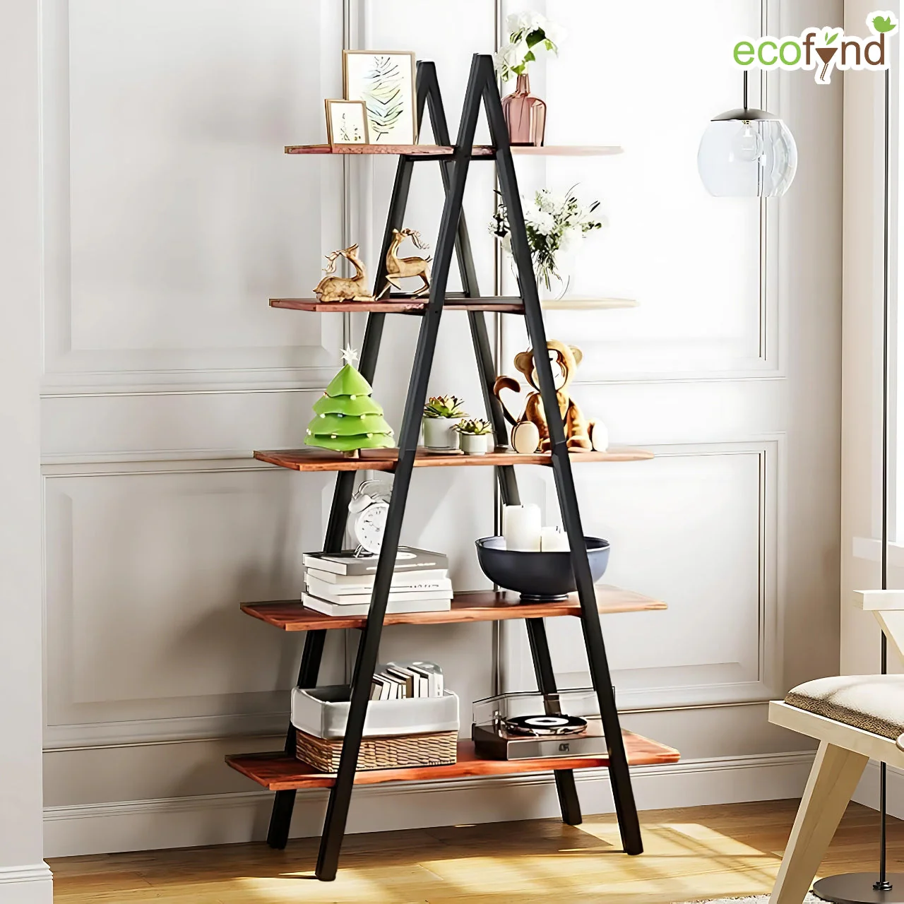 5-Tier A-Shaped Multipurpose Stand – Modern Wooden & Metal Organizer - Image 5