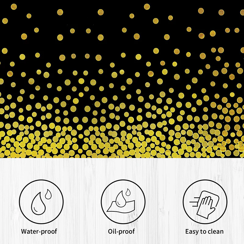 54 x 72 Inch Plastic Disposable Table Cover With Gold Polka Dot (Black) - Image 5