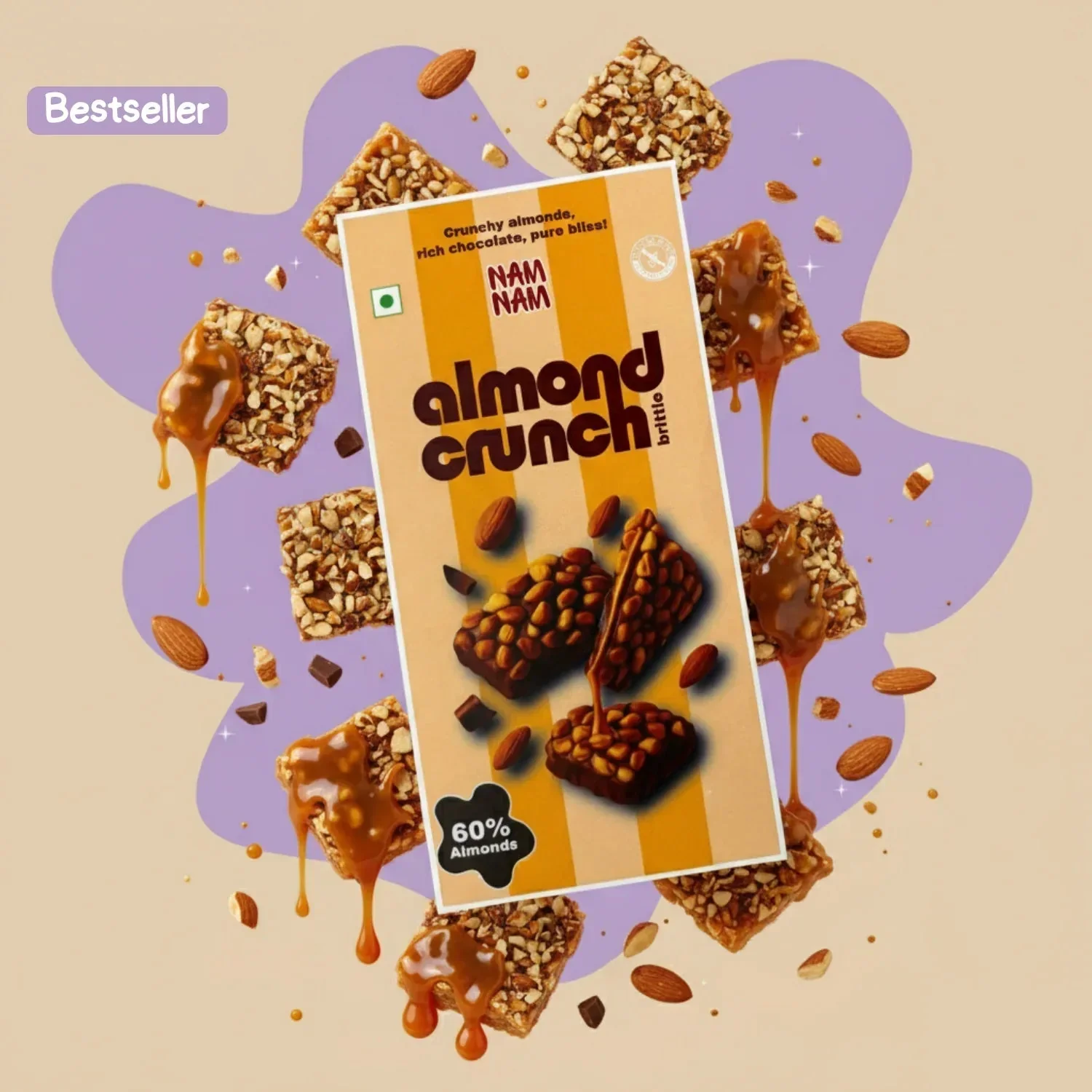60% Roasted Almond Crunch Brittle (Trial Pack)-Dipped in Belgian Couverture - Image 11