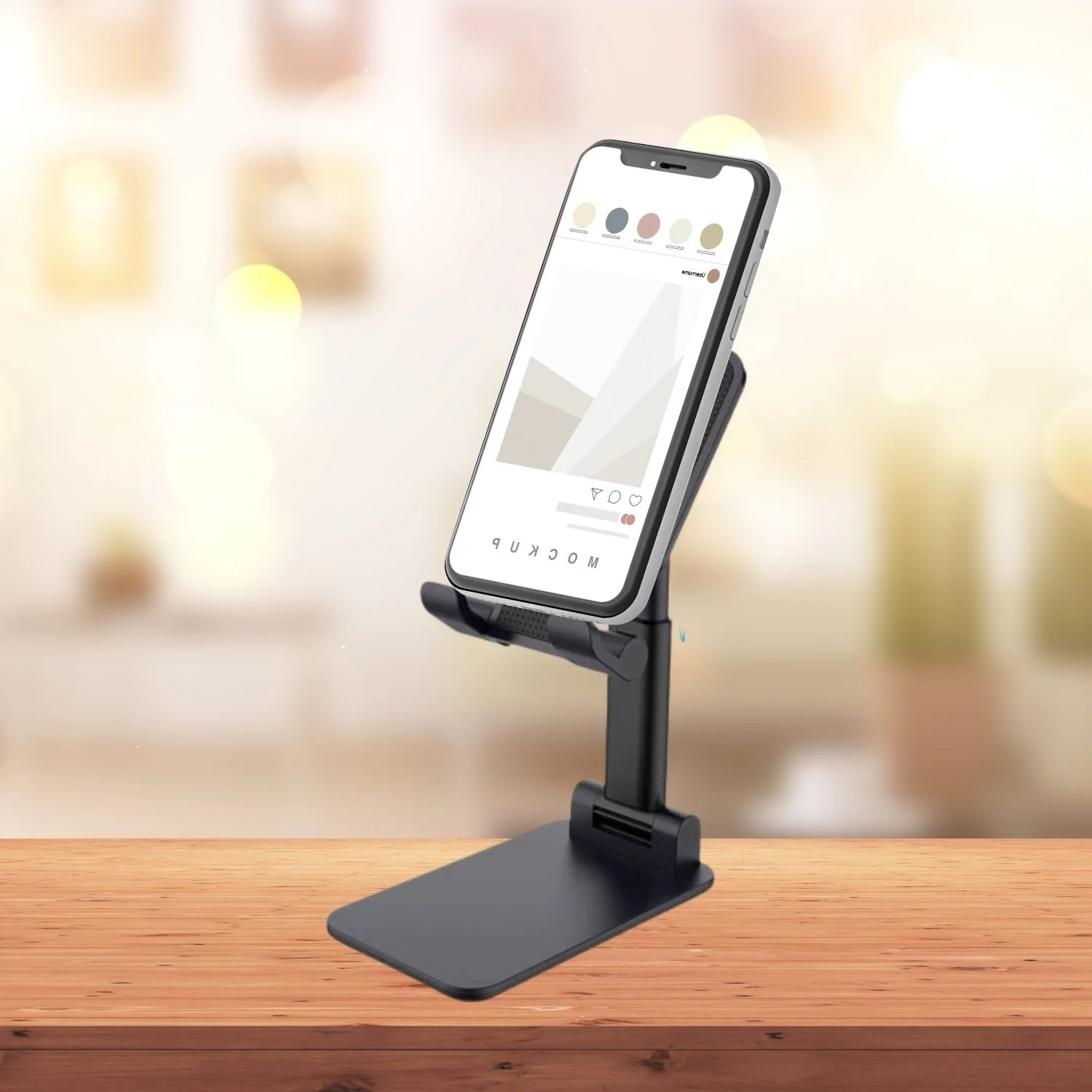Foldable Mobile Stand with Angle Adjustable Desktop Table Mobile Holder - Image 3