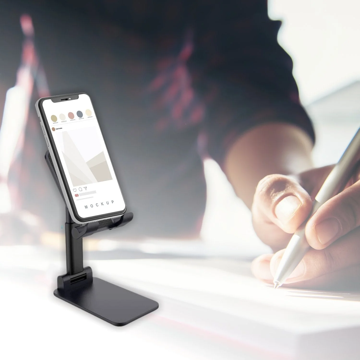 Foldable Mobile Stand with Angle Adjustable Desktop Table Mobile Holder - Image 8