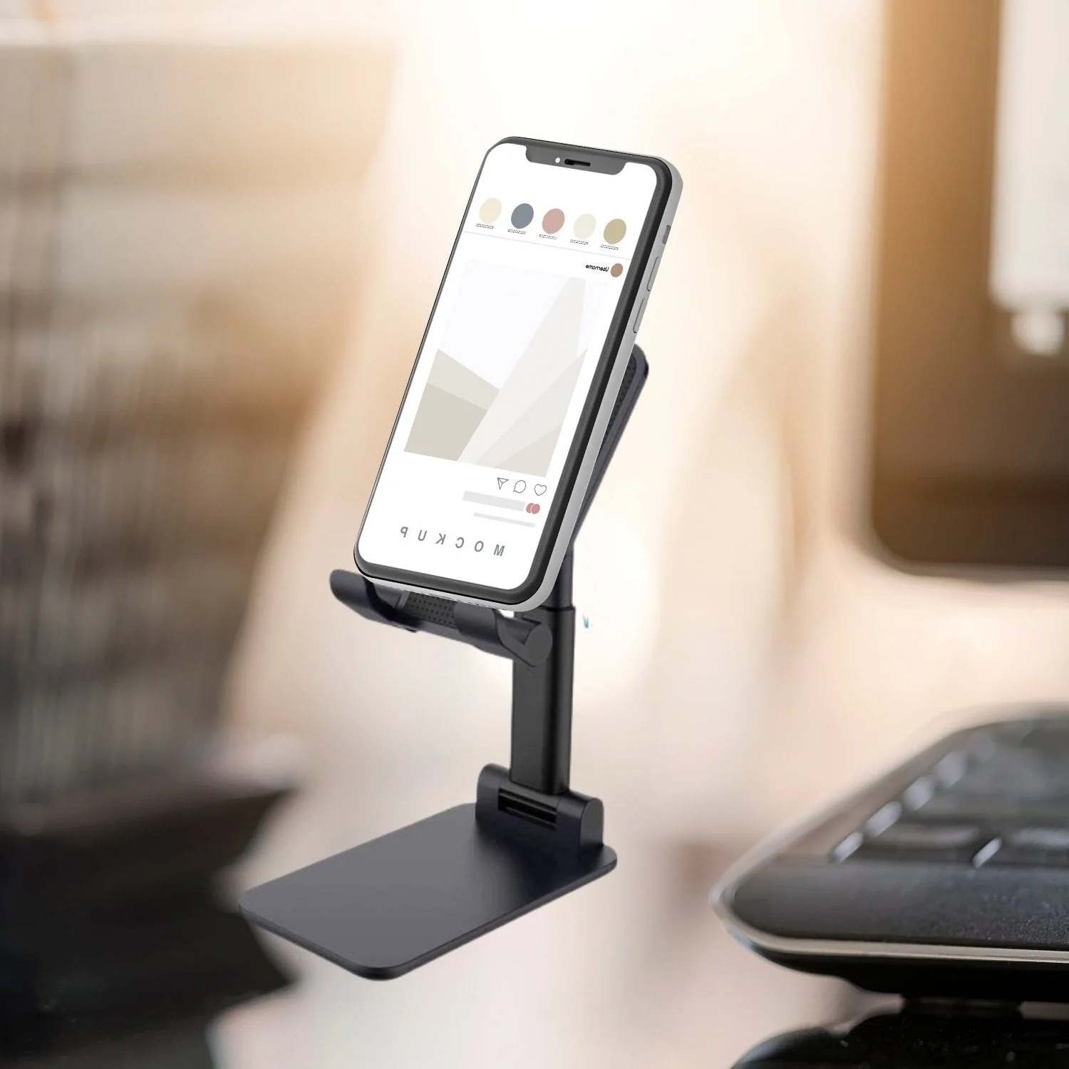 Foldable Mobile Stand with Angle Adjustable Desktop Table Mobile Holder - Image 9
