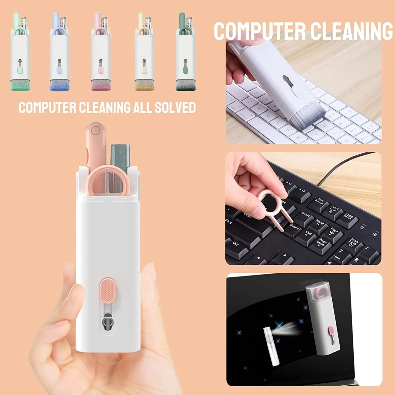 in 1 Electronic Cleaner kit, Cleaning Kit for Monitor Keyboard Airpods, Screen Dust Brush Including Soft Sweep, Swipe, Airpod Cleaner Pen, Key Puller and Spray Bottle - Image 3