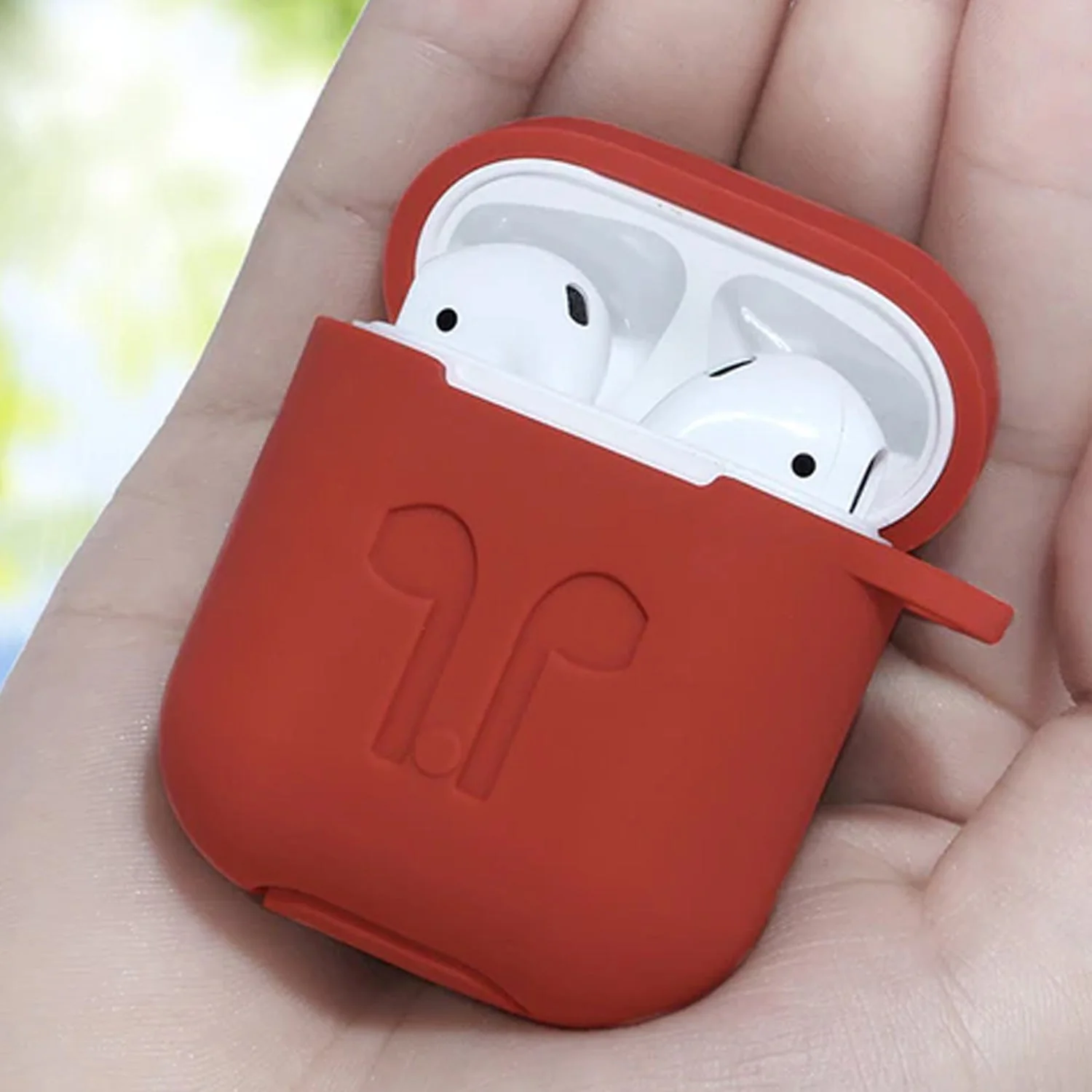 Silicone Shockproof Protection Wireless Headphones Carrying Box Cover with Metal Keychain