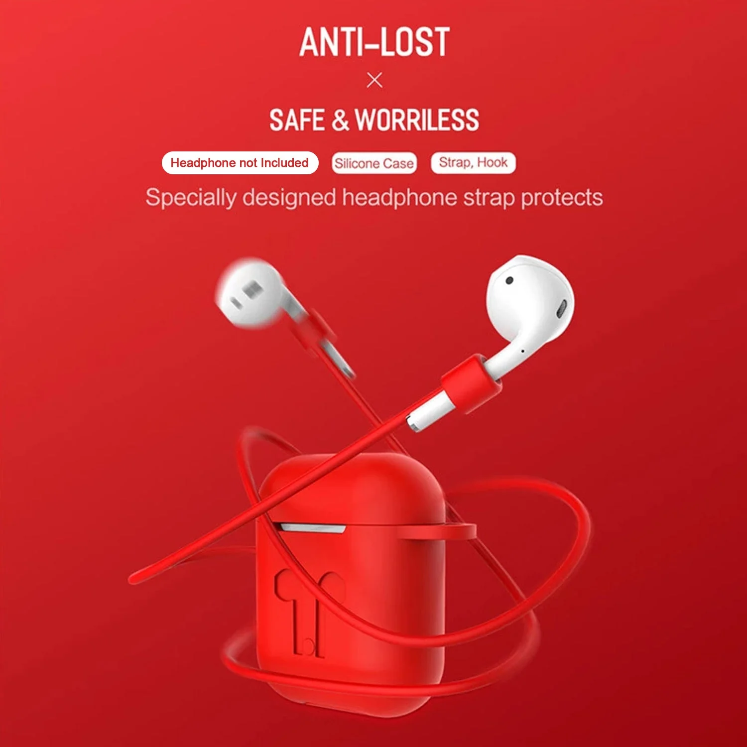 Silicone Shockproof Protection Wireless Headphones Carrying Box Cover with Metal Keychain - Image 13