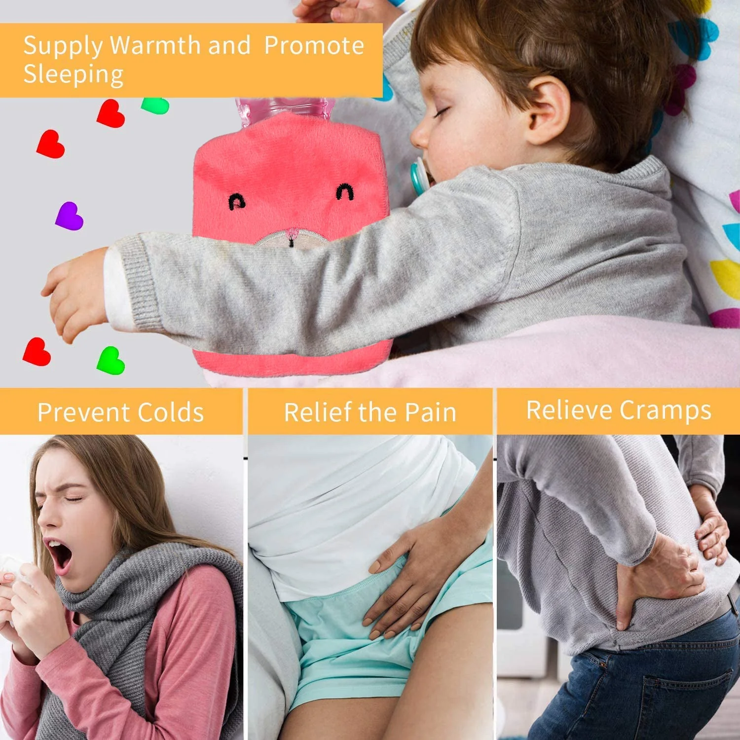 6502 Pink small Hot Water Bag with Cover for Pain Relief, Neck, Shoulder Pain and Hand, Feet Warmer, Menstrual Cramps. - Image 3