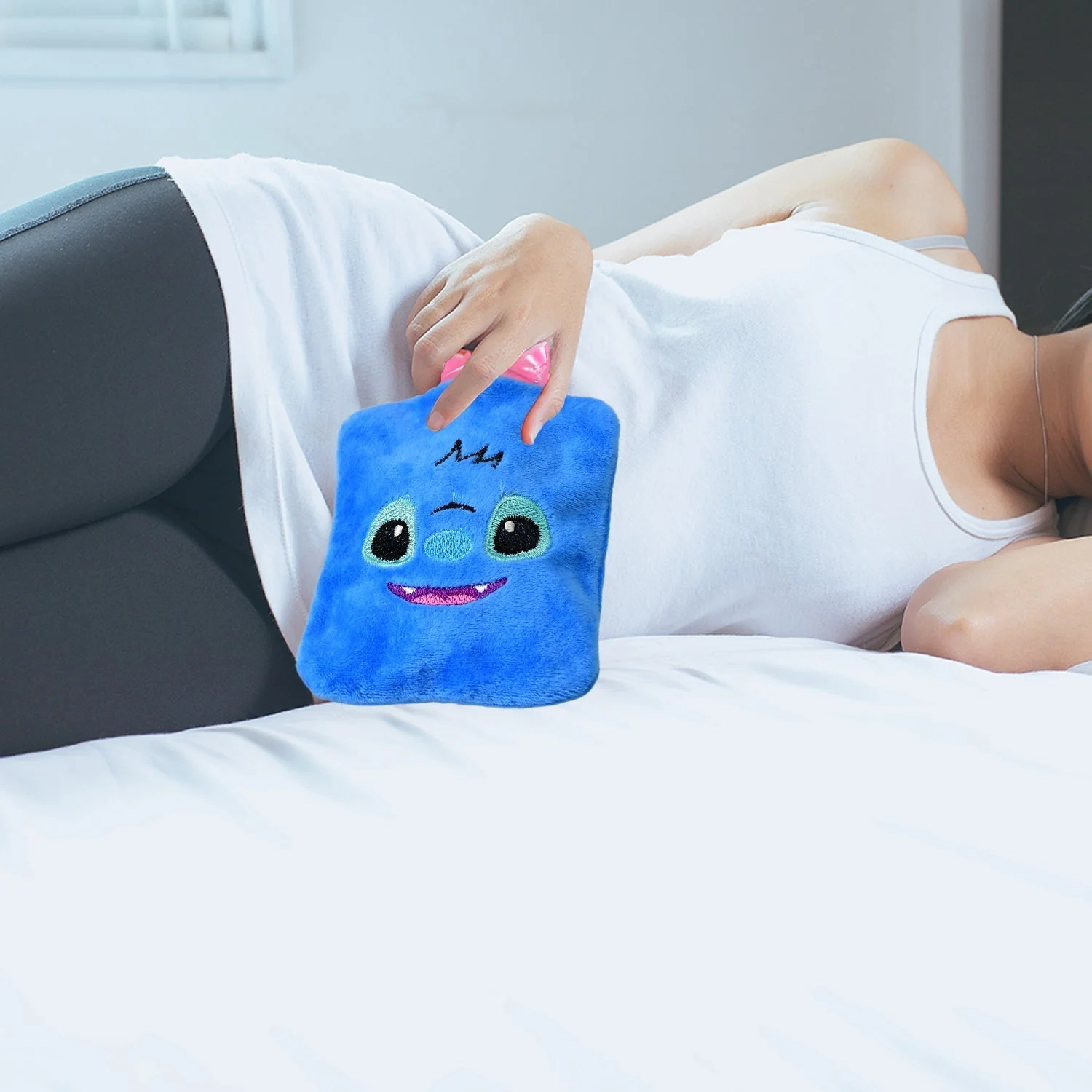 6512 Blue Stitch small Hot Water Bag with Cover for Pain Relief, Neck, Shoulder Pain and Hand, Feet Warmer, Menstrual Cramps. - Image 3