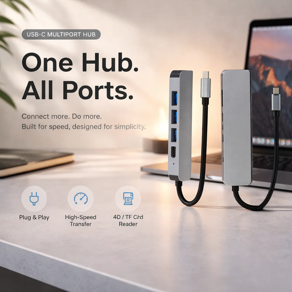 7 in 1 Metal Dock Hub WITH HDMI & SD Card Reader - Military Grade - Image 2