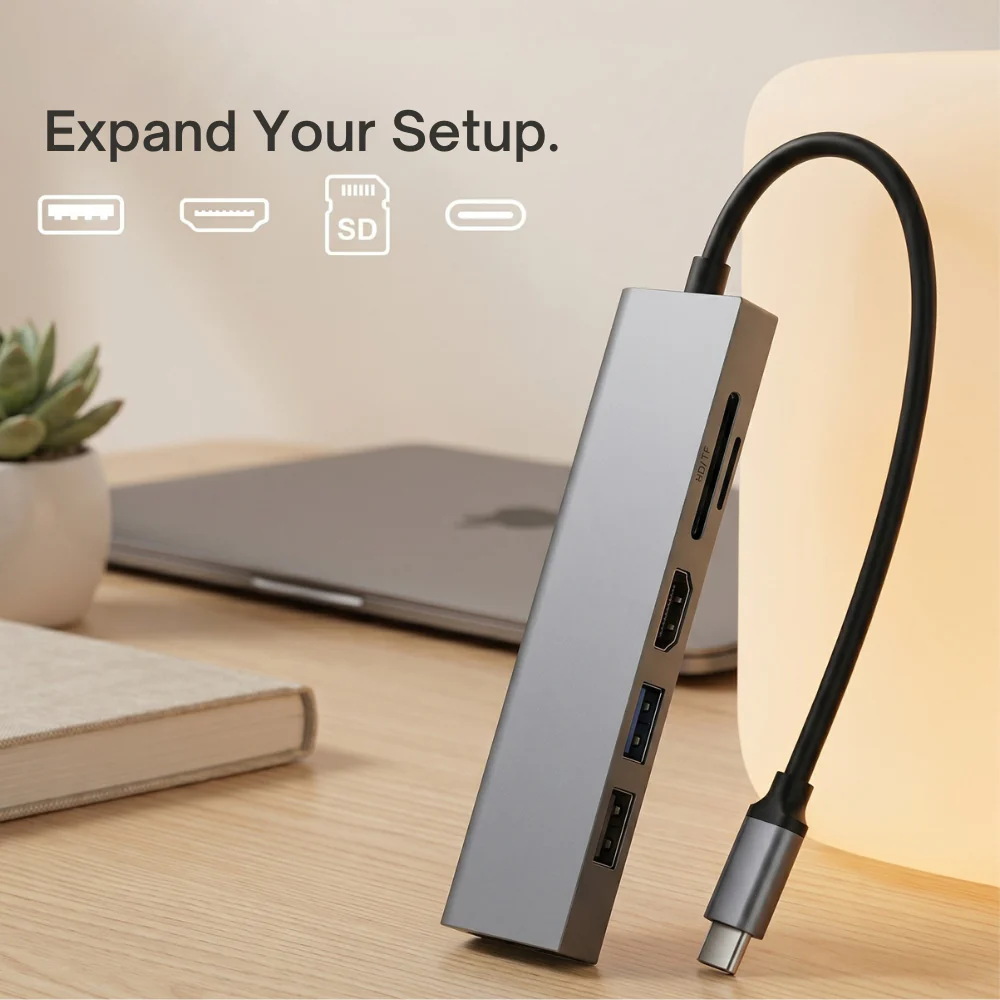 7 in 1 Metal Dock Hub WITH HDMI & SD Card Reader - Military Grade - Image 3