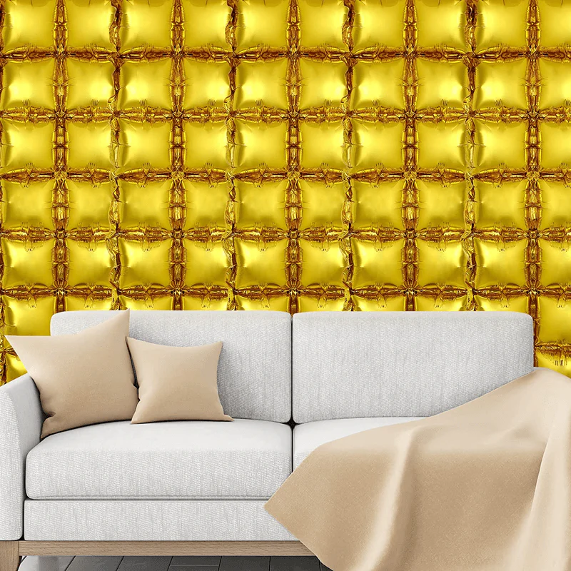 74 x 140 cm Square Foil Balloon Curtain (Golden) (Pack of 2) - Image 3