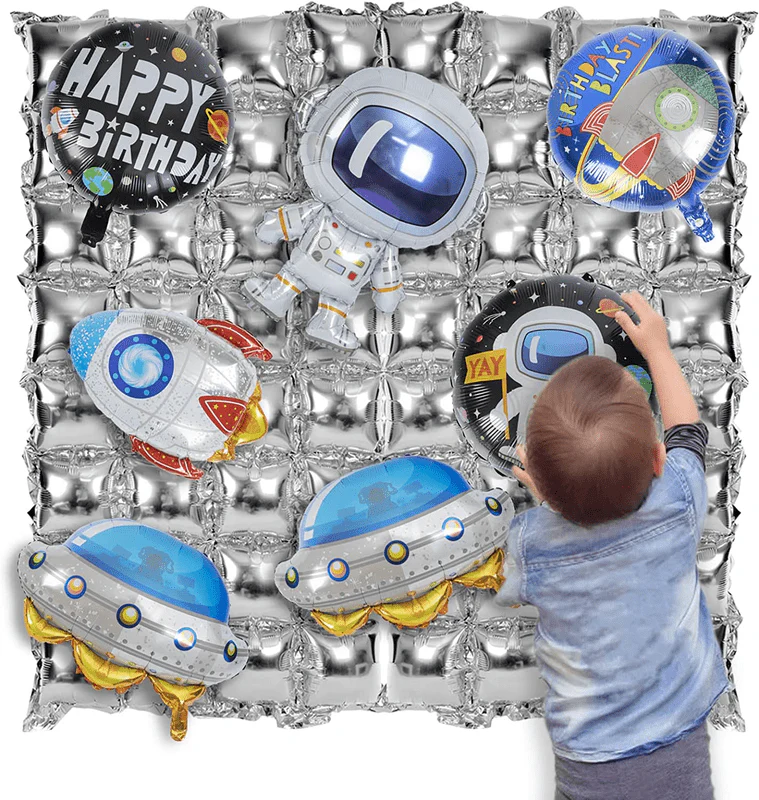 74 x 140 cm Square Foil Balloon Curtain (Silver)(Pack of 1) - Image 3