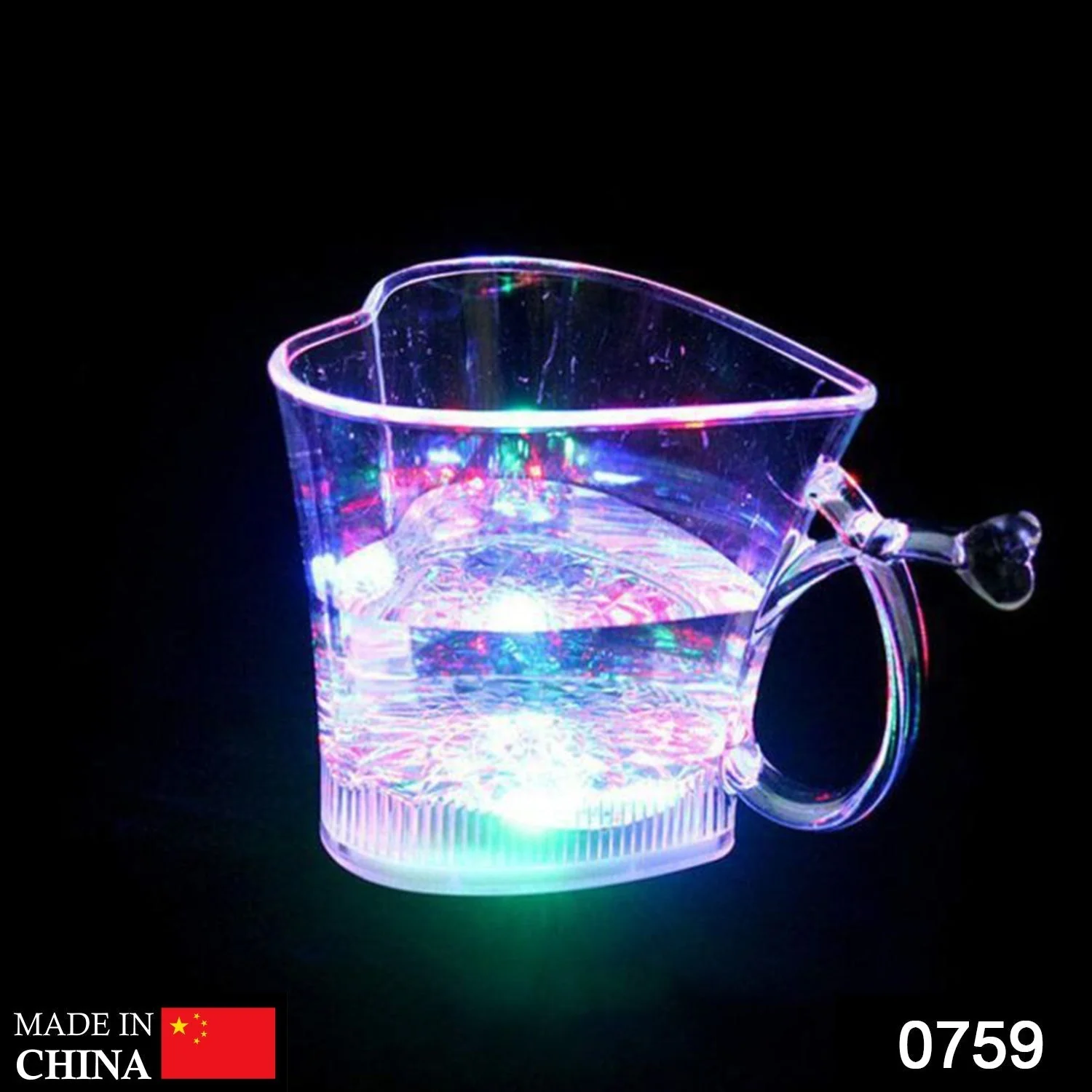 759 Heart Shape Activated Blinking Led Glass Cup - Image 2