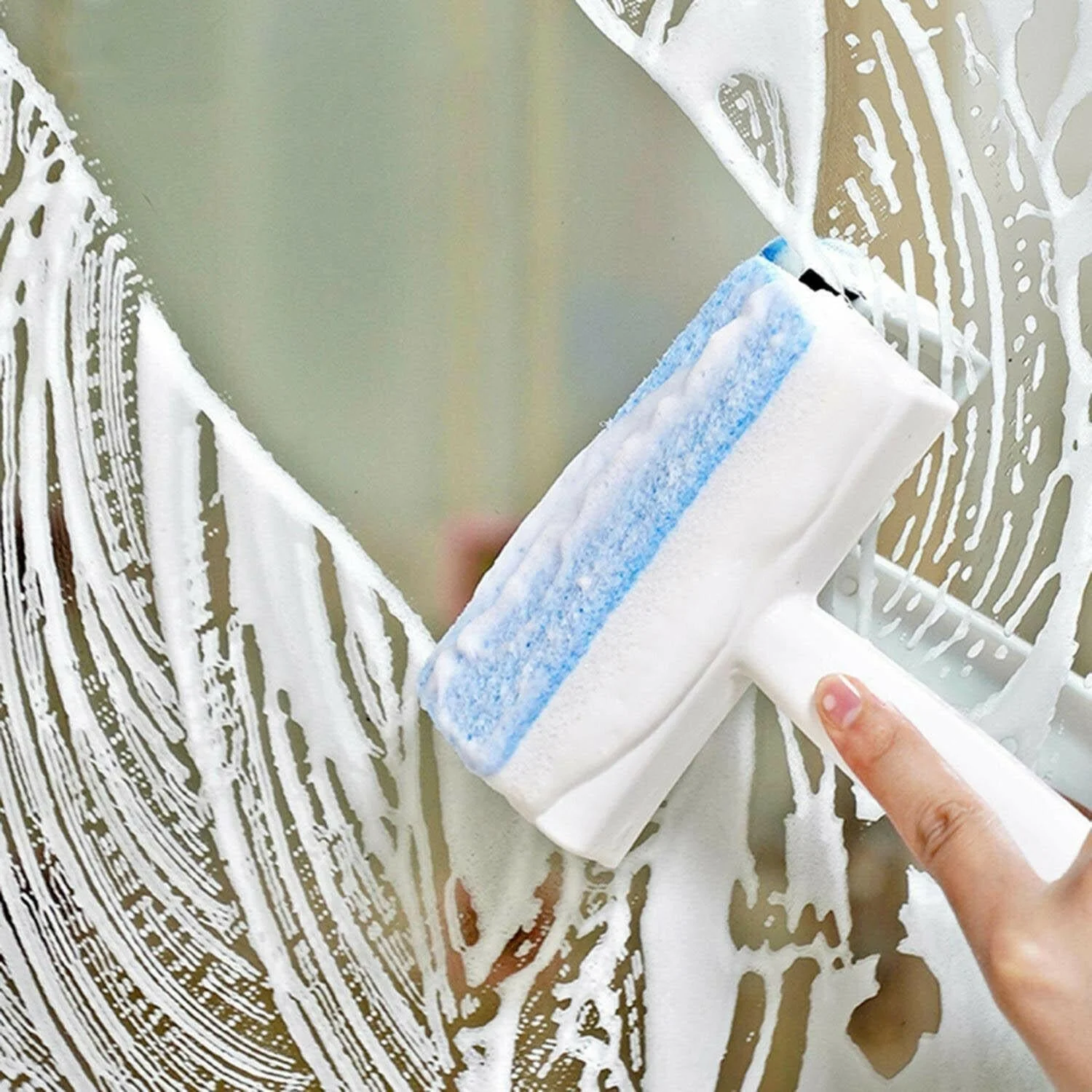 in 1 Glass Wiper Cleaning Brush Mirror Grout Tile Cleaner Washing Pot Brush Double-Sided Glass Wipe Bathroom Wiper Window Glass Wiper - Image 3