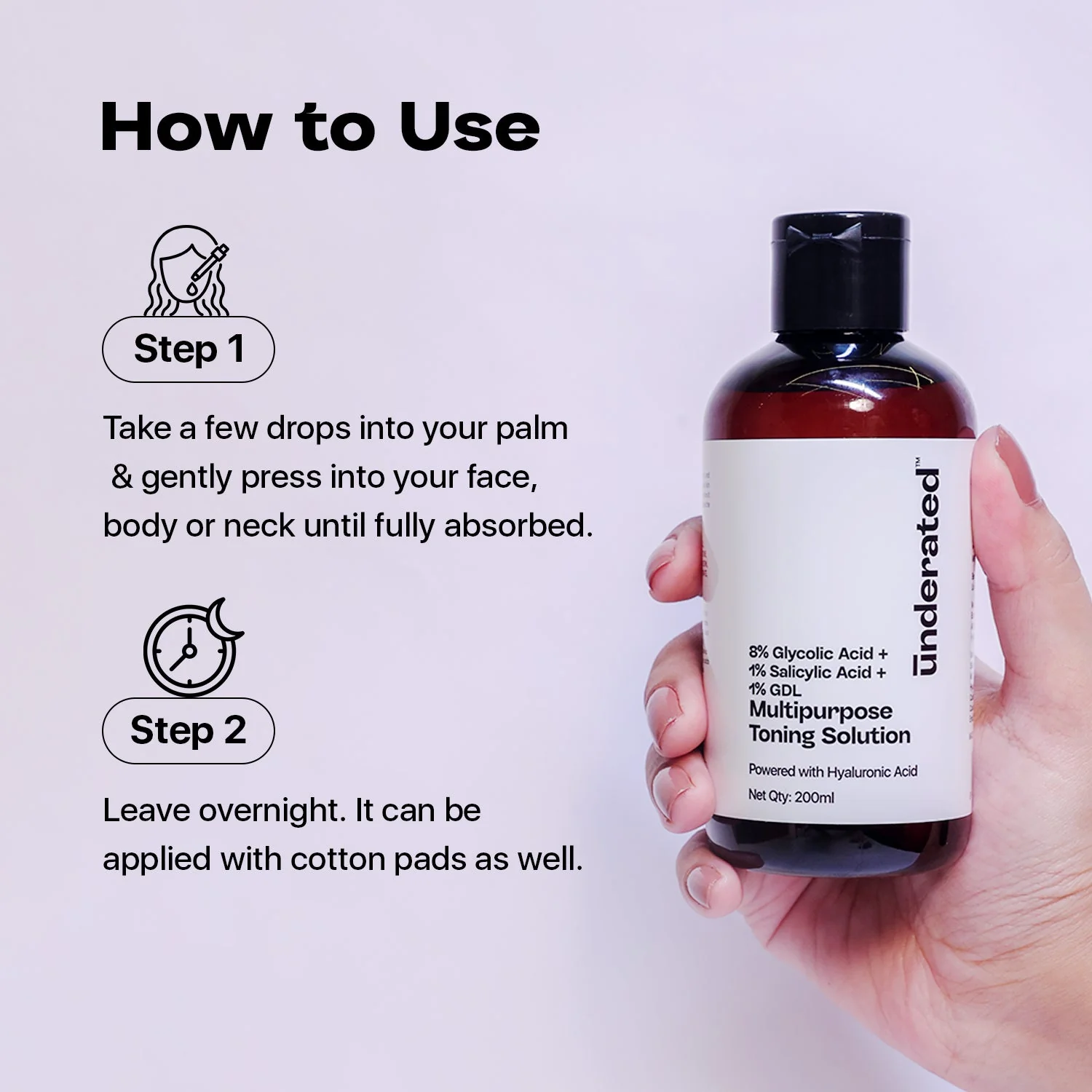 8% Glycolic Acid + 1% Salicylic Acid + 1% GDL Multipurpose Toning Solution - 200g | Gives Bright and Smooth Skin - Image 5