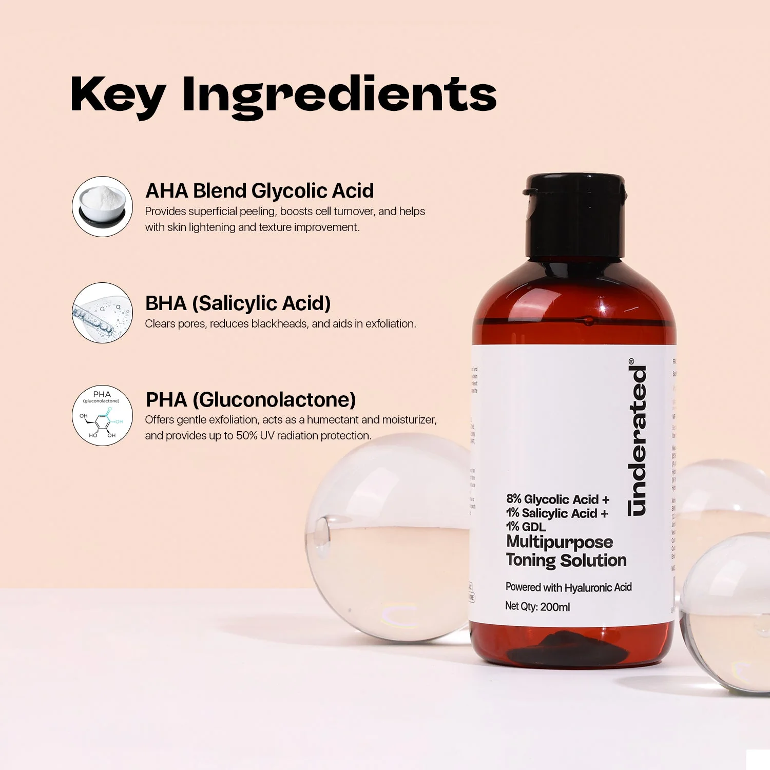 8% Glycolic Acid + 1% Salicylic Acid + 1% GDL Multipurpose Toning Solution - 200g | Gives Bright and Smooth Skin - Image 7