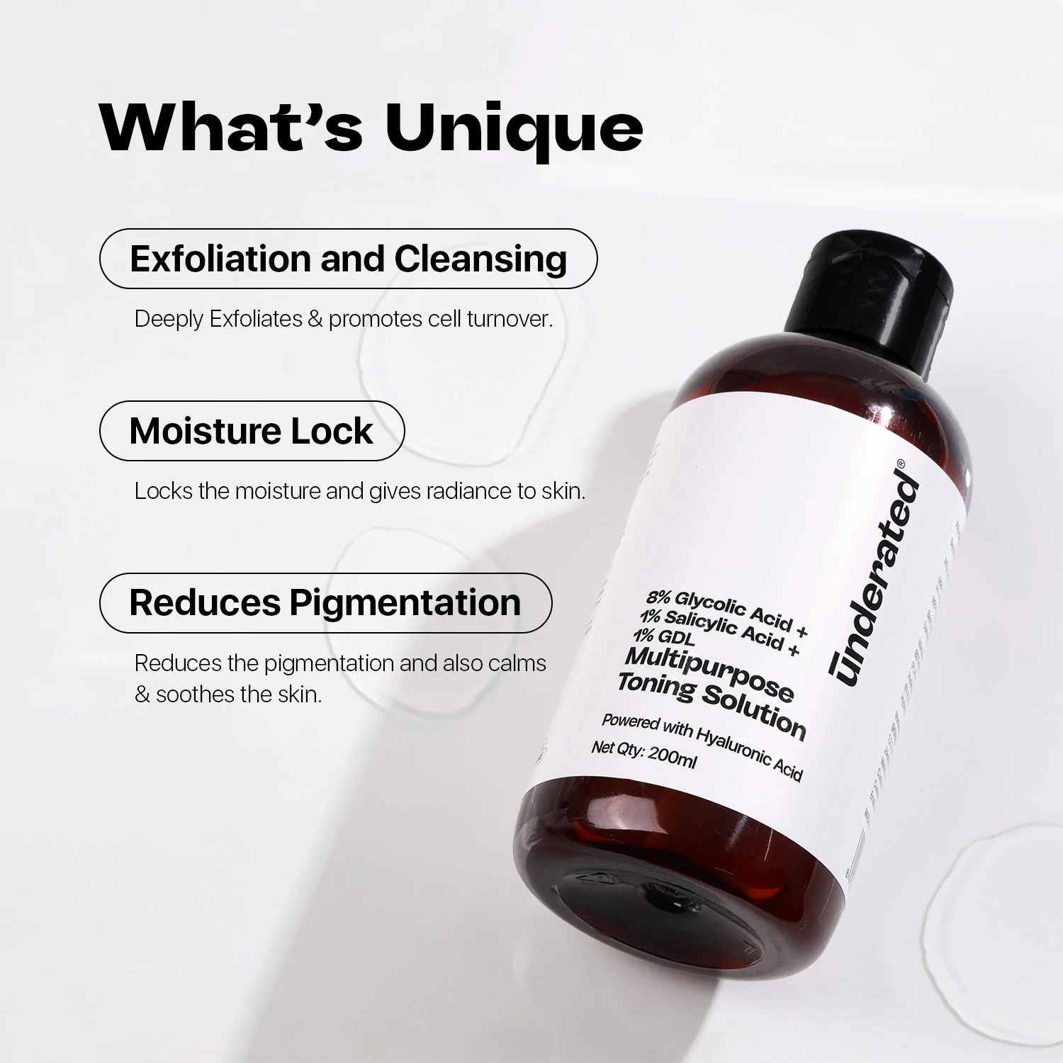8% Glycolic Acid + 1% Salicylic Acid + 1% GDL Multipurpose Toning Solution - 200g | Gives Bright and Smooth Skin - Image 8