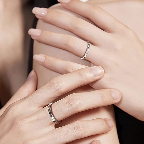925 Sterling Silver Plated Cubic Zirconia Designer Couple Rings, Adjustable Couple Band, Promise Rings For Lovers, Gift For Men And Women - Image 2