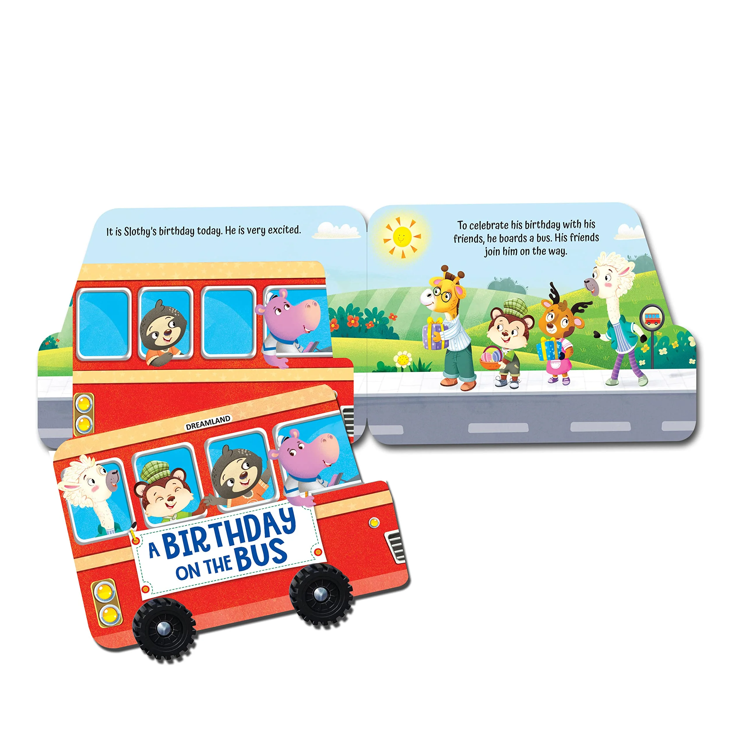 A Birthday on the Bus - A Shaped Picture Board book with Wheels - Image 5