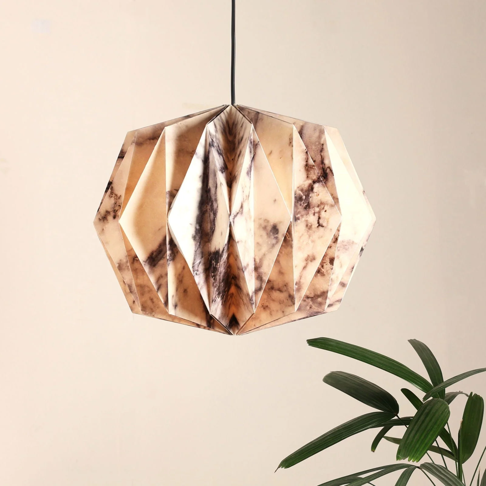Abc Sphere Pendant Light (Marble Print)- Marble Print, Origami Pendant Lamp, Best Design Messe Frankfurt Trends 2024 For Hanging Light - Image 2