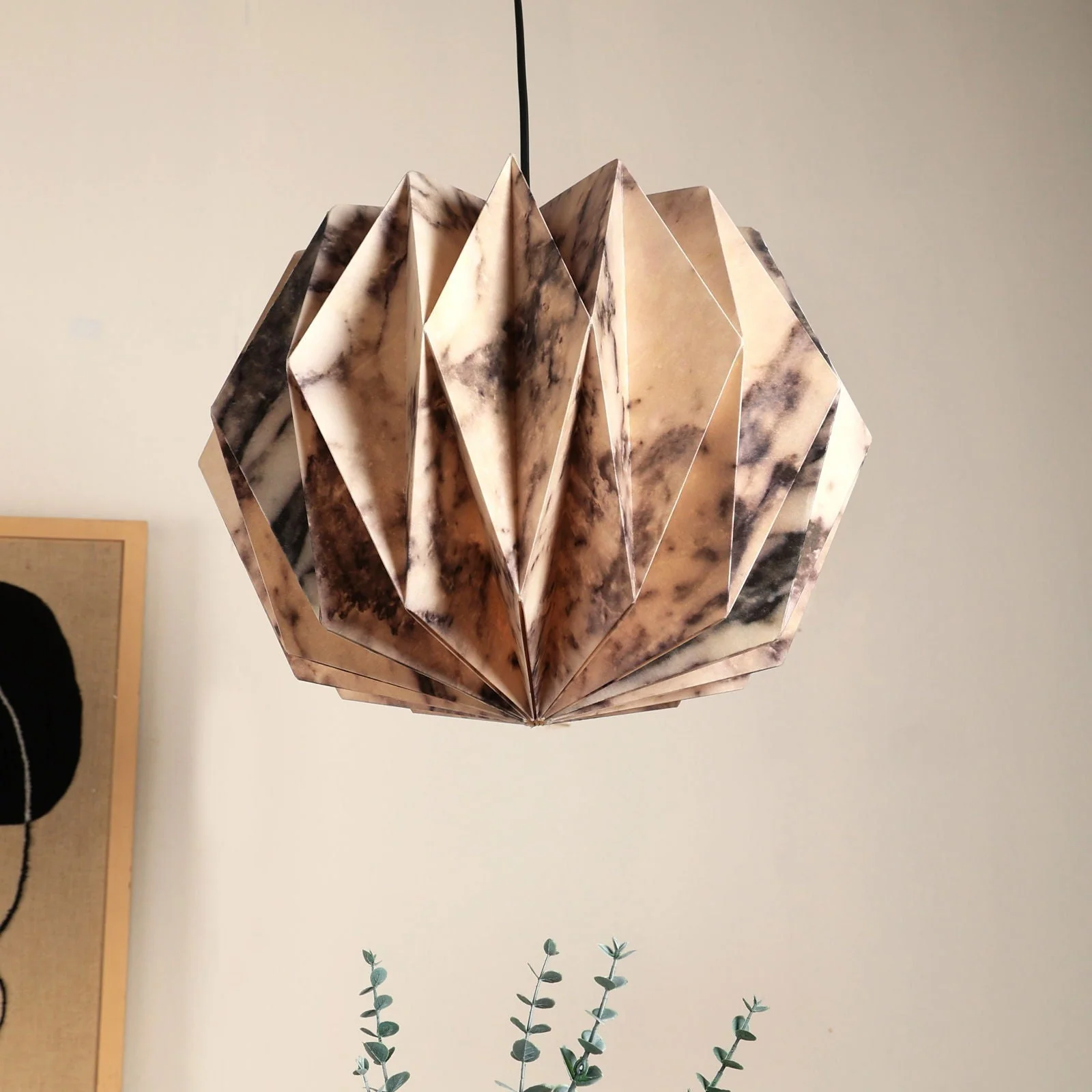 Abc Sphere Pendant Light (Marble Print)- Marble Print, Origami Pendant Lamp, Best Design Messe Frankfurt Trends 2024 For Hanging Light - Image 4