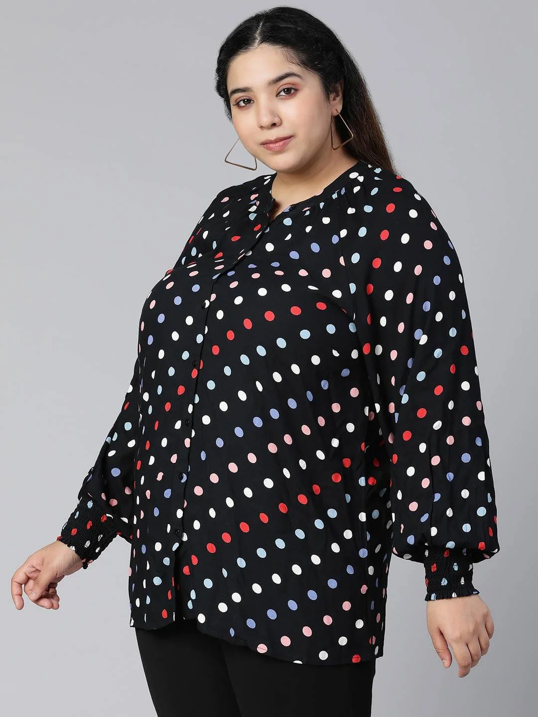 Ablaze Polka Dot Plus Size Women Casual Loopy Top Today - Image 3