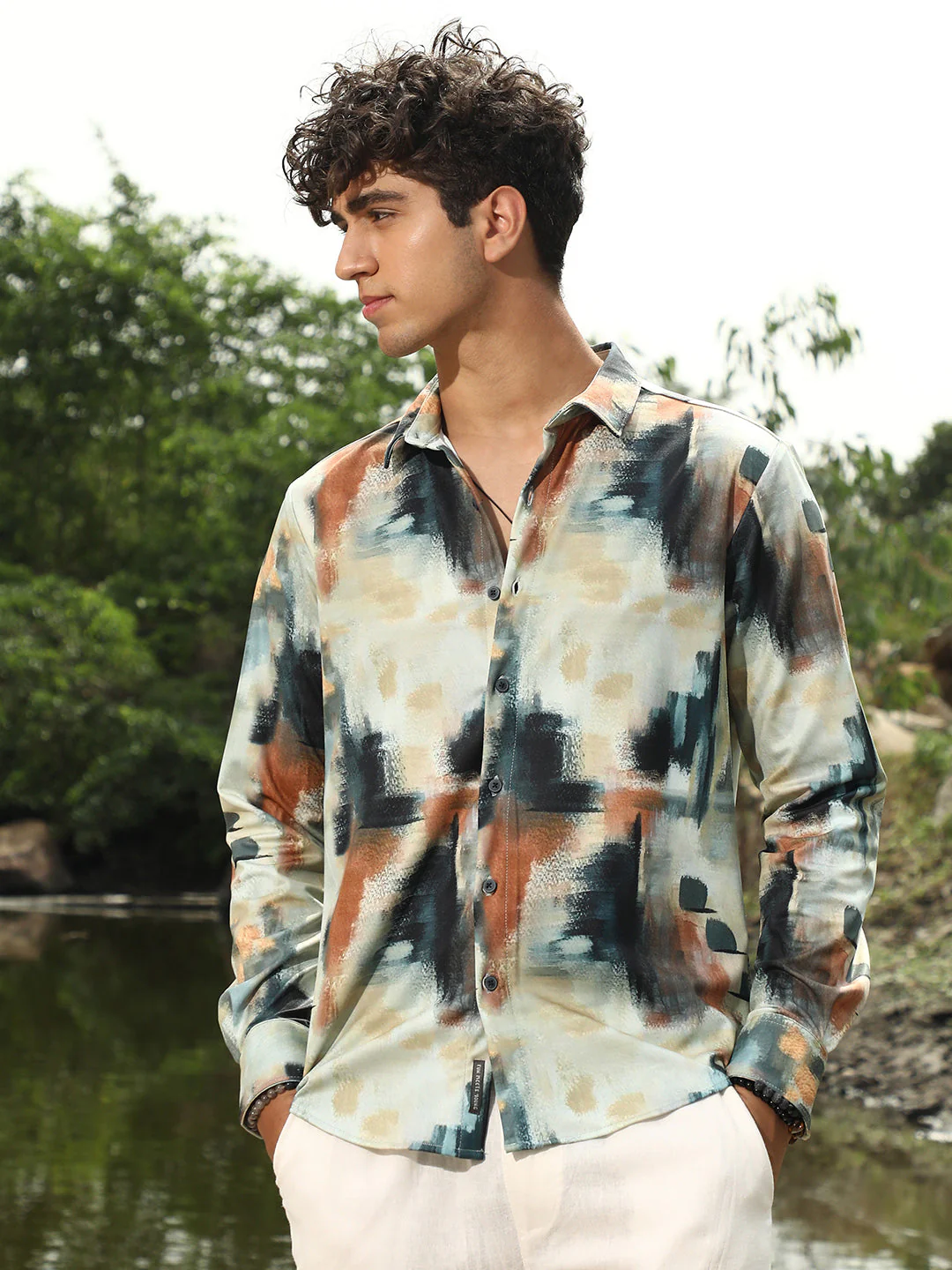 Abstract-Brushed Imprint Shirt - Image 2