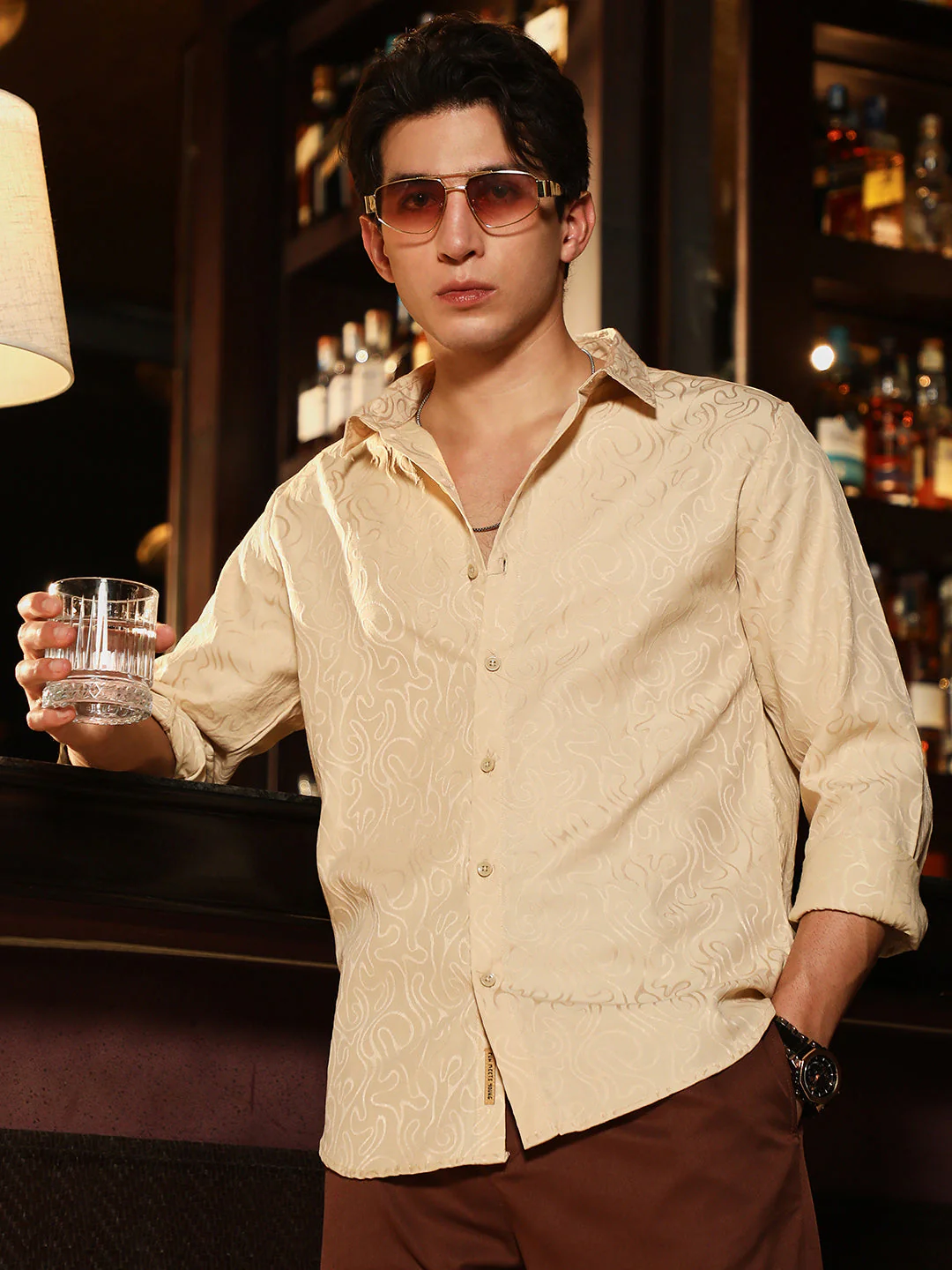Abstract-Lined Jacquard Shirt