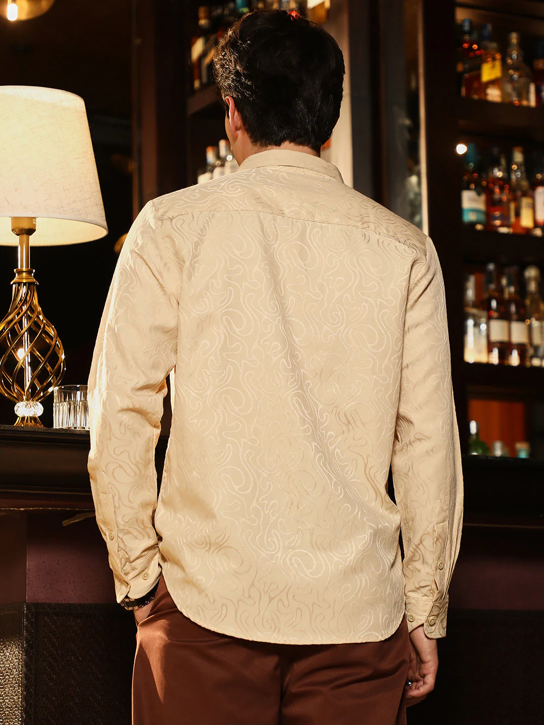 Abstract-Lined Jacquard Shirt - Image 4