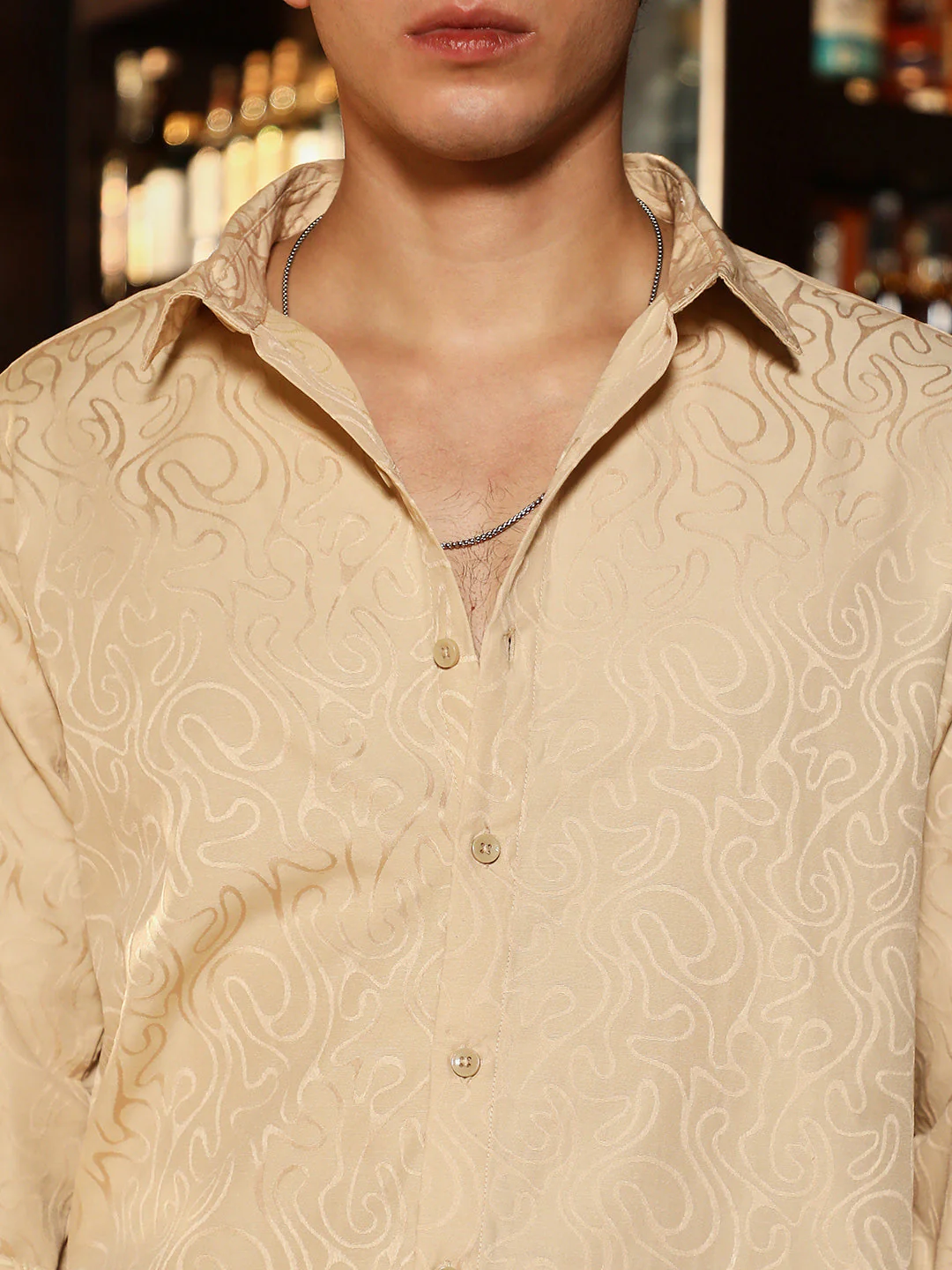 Abstract-Lined Jacquard Shirt - Image 7