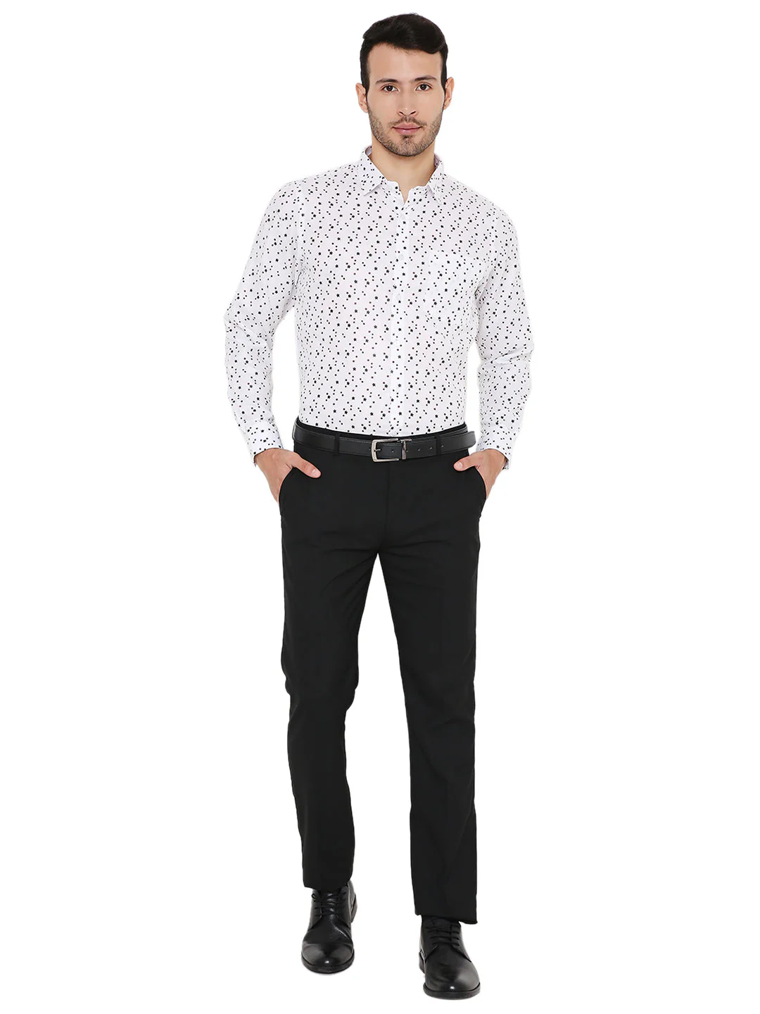 Abstract Print White Slim Fit Formal Shirt - Image 6