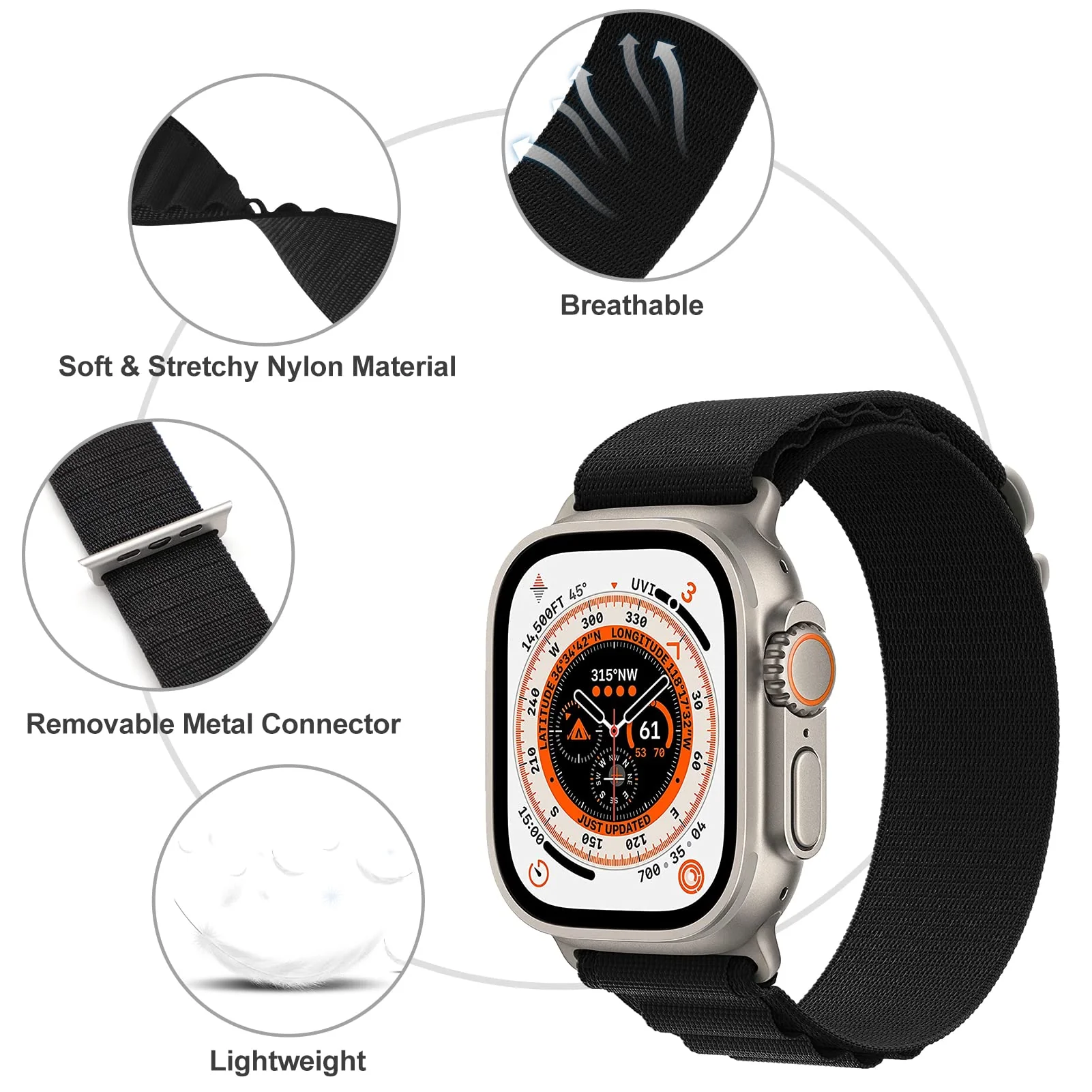 ACELOOP iWatch Sport Nylon Strap for apple Watch 49/45/44/42mm - Image 4