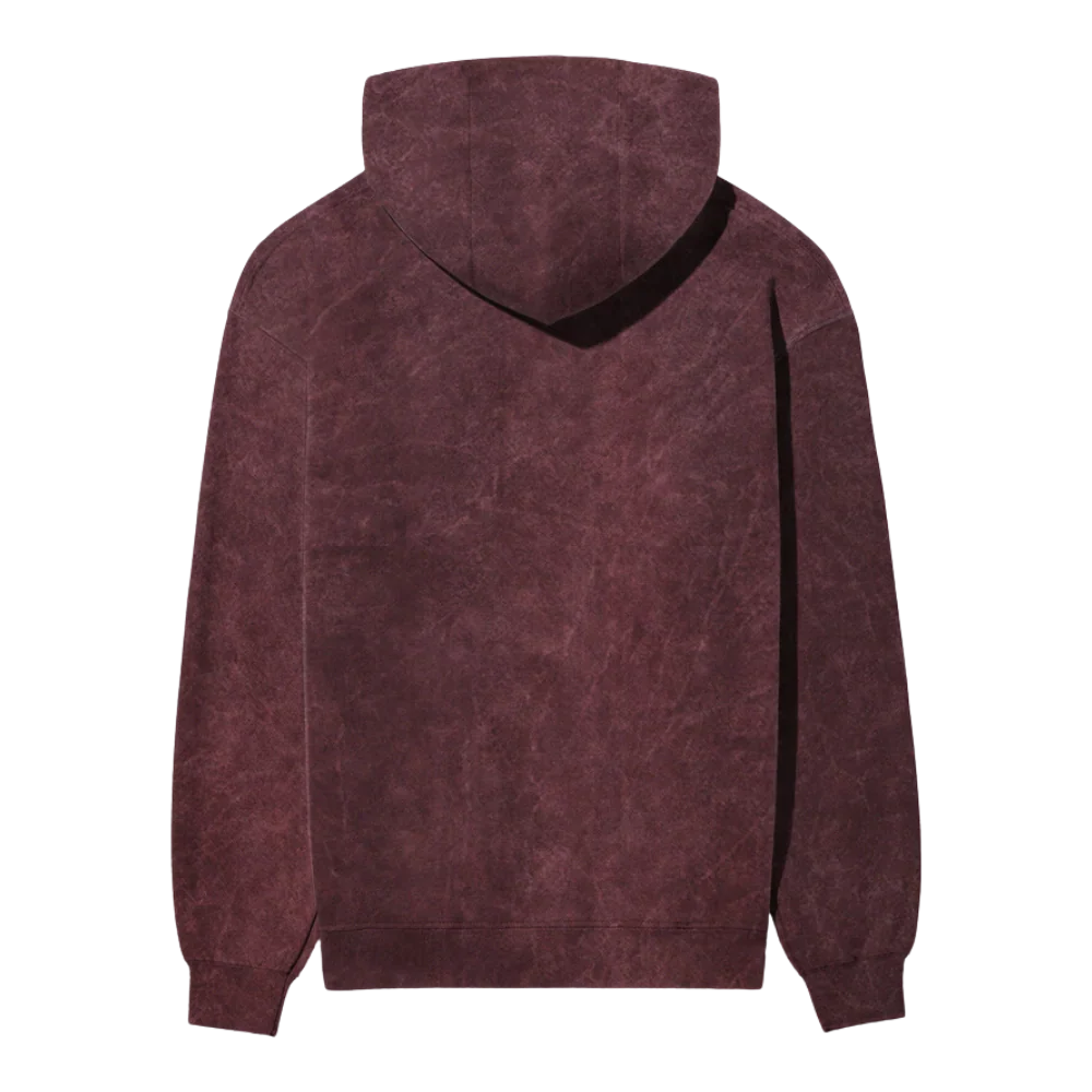 Acid Wash Plain Maroon Hoodie - Image 3