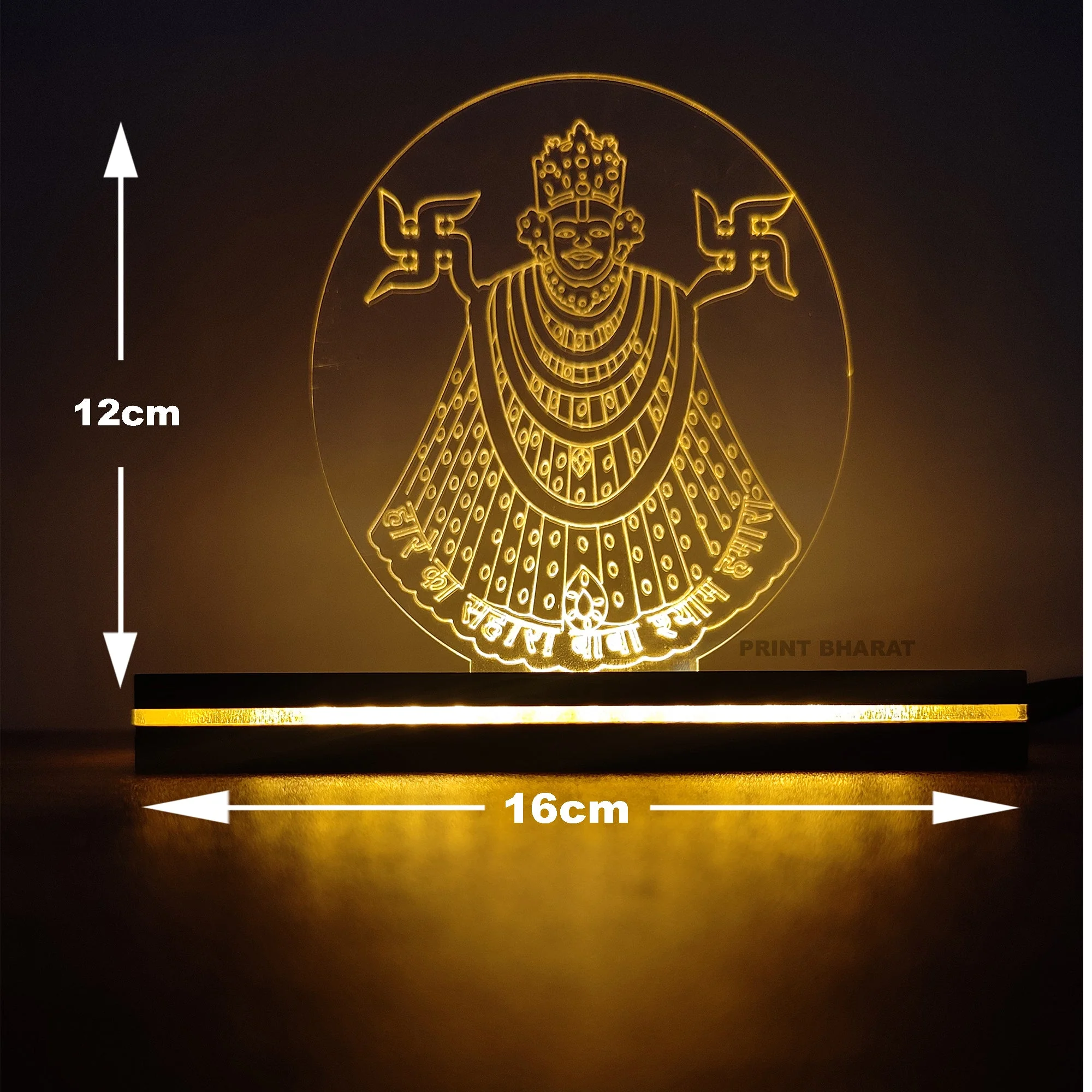 Acrylic Khatu Shyam ji (face)Led frame size ( 12 cm* 16 Cm ) - Image 2