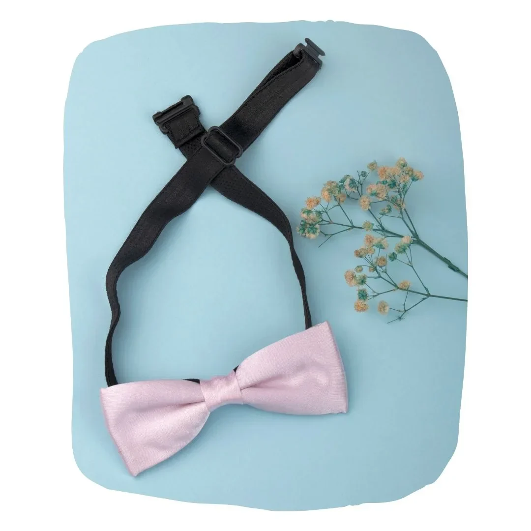 Adjustable Satin Bow Tie for Boys – Baby Pink (Pre-Tied & Clip-On) - Image 6